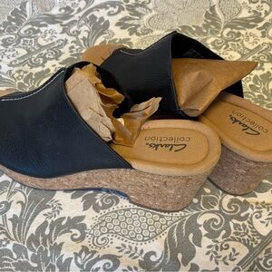 Clarks Black and Tan Women's Mules